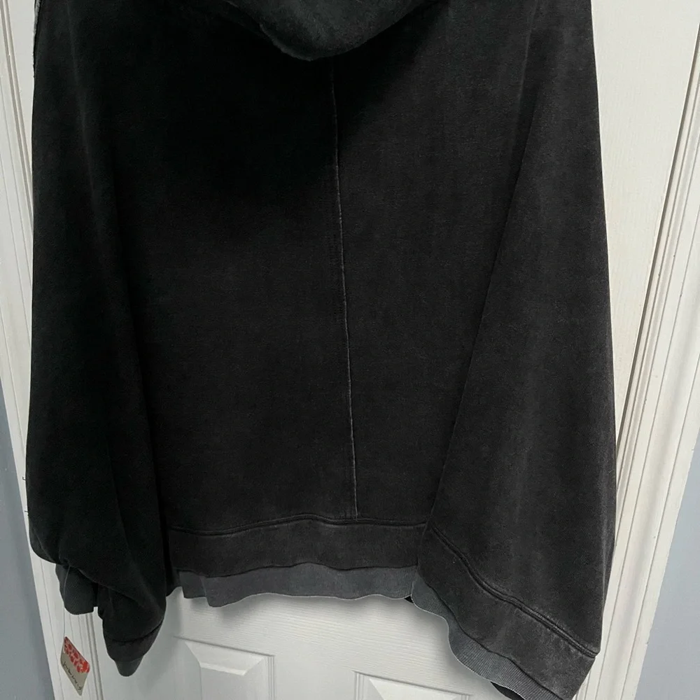 Free People Fp Movement Bonfire Oversized Hoodie Large Gray Black Sweatshirt NWT - Picture 14 of 16